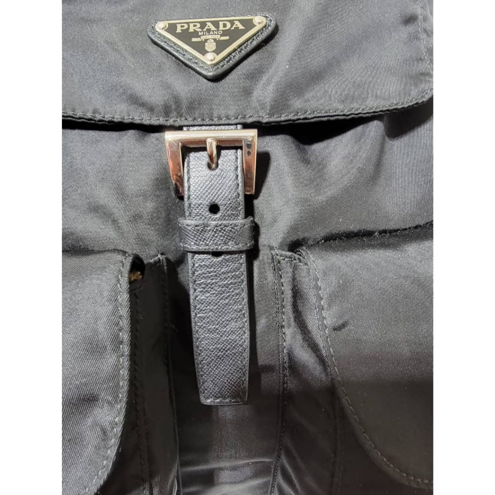 Authentic Prada Tessuto Nylon Double Pocket Backpack Black - Picture 12 of 16